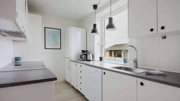 Fridge, stovetop, cookware/dishes/utensils