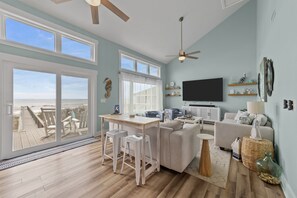 Smart TV - Elegant Oceanfront 4 Bedroom 4 Bathroom 14 person home with direct, private beach access and panoramic beach views. (Ocean Isle Beach)