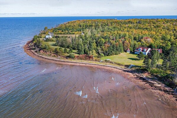 On the beach, sun-loungers, beach towels