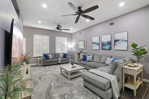 TV, fireplace - Relaxing Family Retreat with Private Pool, Grill, Game Room (McAllen)