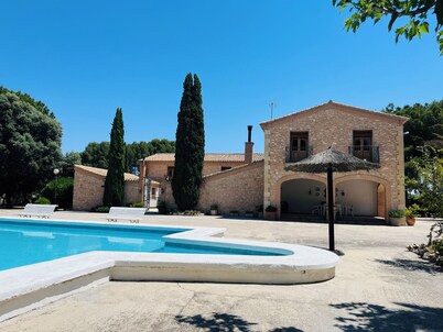 Family-group-pet-friendly finca with unique pool & pine trees