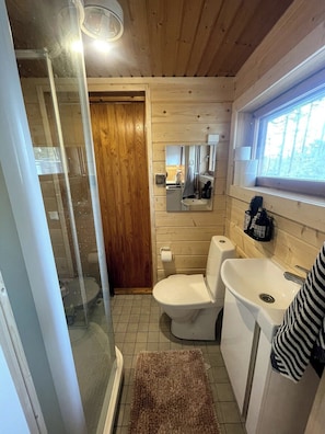 Shower, bidet, towels, soap