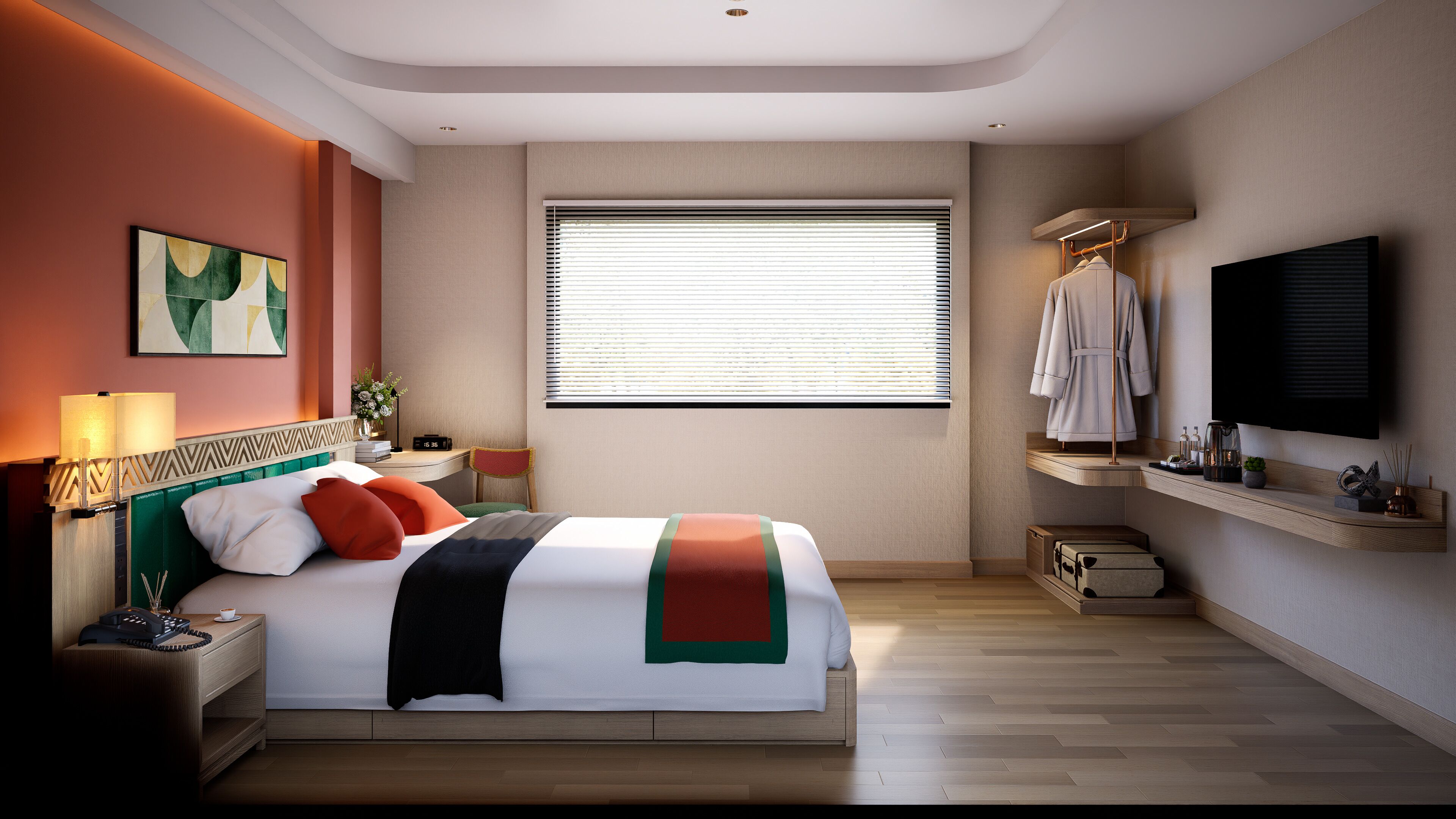 Quarto casal luxo, 1 cama de casal, vista para a cidade | Frigobar, Wi-Fi de cortesia