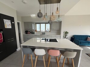 Fridge, oven, dishwasher, coffee/tea maker