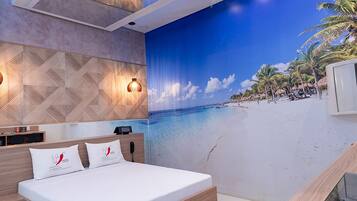 Quarto casal com design assinado | Roupas de cama premium, Wi-Fi de cortesia, roupa de cama