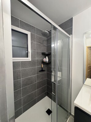 Shower, hair dryer, toilet paper - New apartment T3 Génos Loudenvielle 50 m from the lake, 100 m² private garden (Génos)