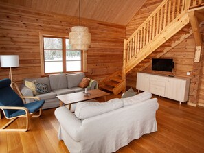 Una televisión, una chimenea