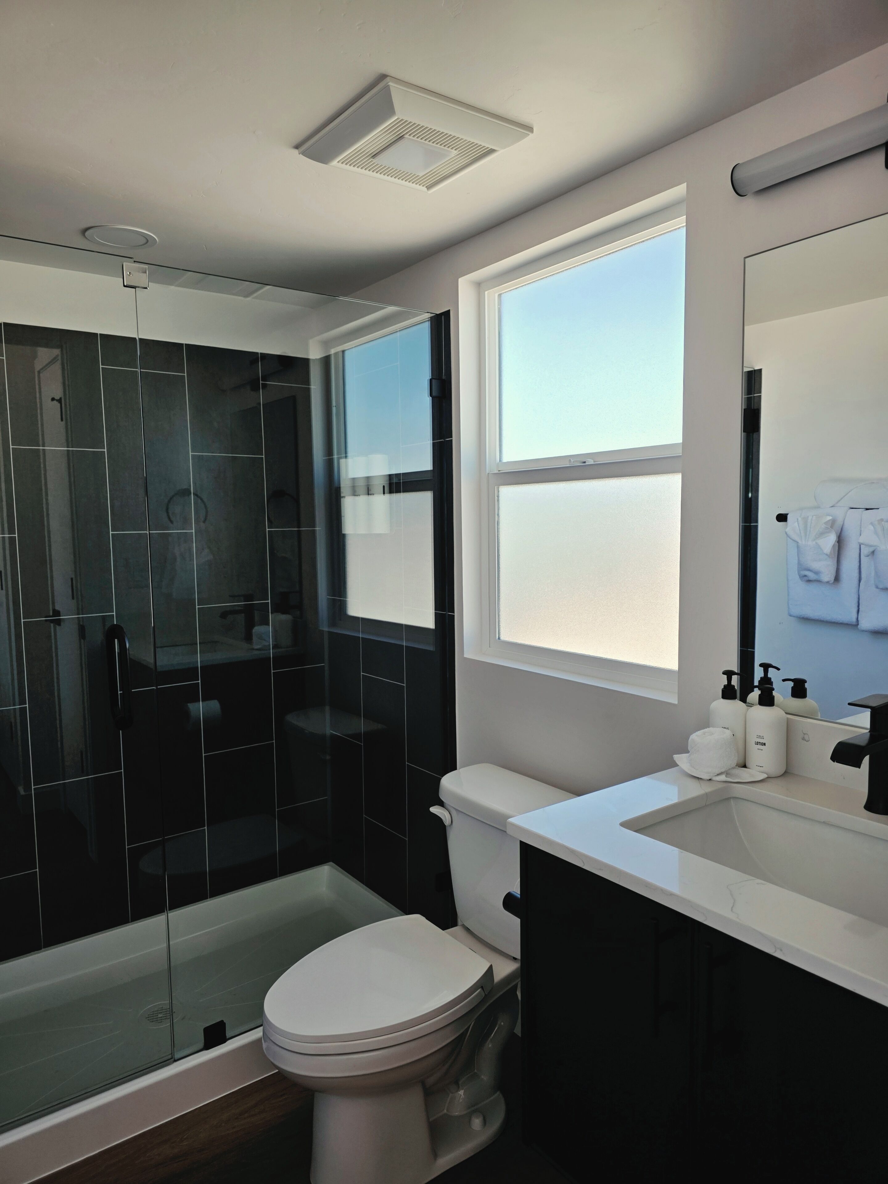 Cabin | Bathroom | Separate tub and shower, hair dryer, towels, soap