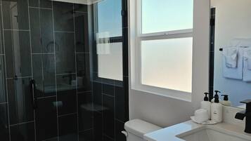 Cabin | Bathroom | Separate tub and shower, hair dryer, towels, soap