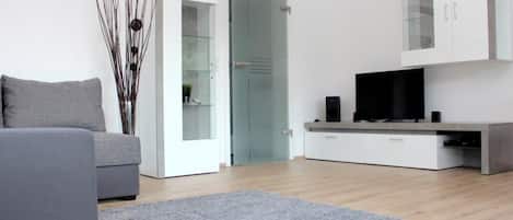 Fernseher, Kamin, DVD-Player