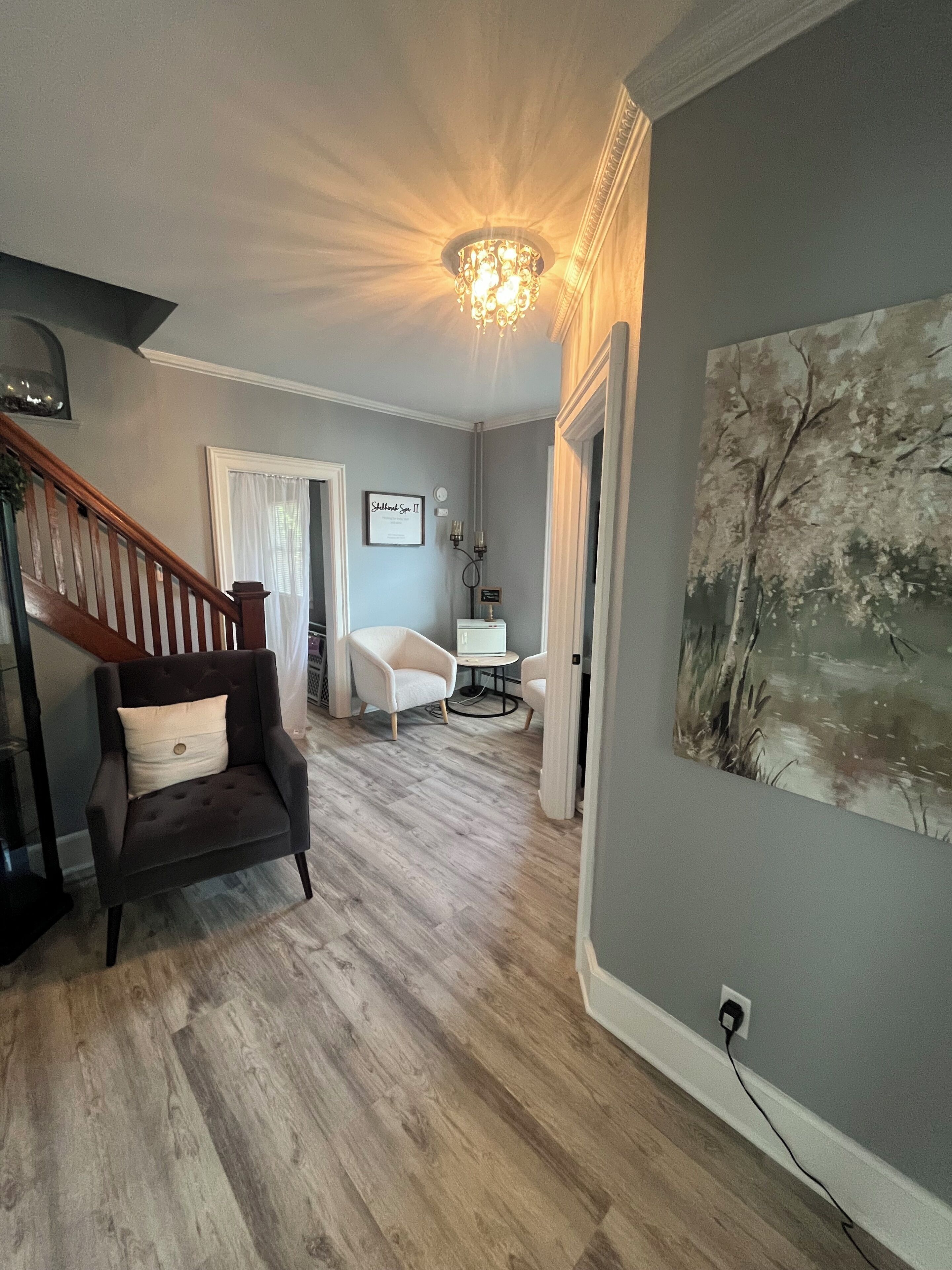 Télévision, cheminée, chaîne hi-fi