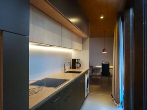 Fridge, microwave, dishwasher, cookware/dishes/utensils - Design Ferienwohnung nienrausch Apartment 2 by Interhome (Niendorf)