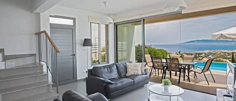 Televisión, chimenea y reproductor de DVD