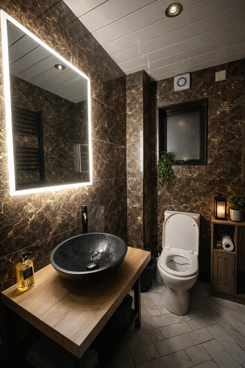 Shower, hair dryer, towels, toilet paper