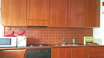 Kühlschrank, Mikrowelle, Ofen, Kochgeschirr/Geschirr/Besteck