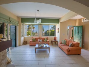 Televisión y chimenea 