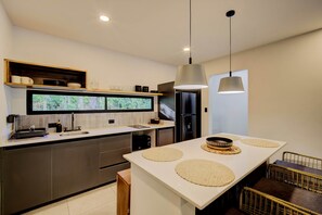 Fridge, microwave, cookware/dishes/utensils - Nomad studio1: natural charm with pool already/c (Los Pargos)