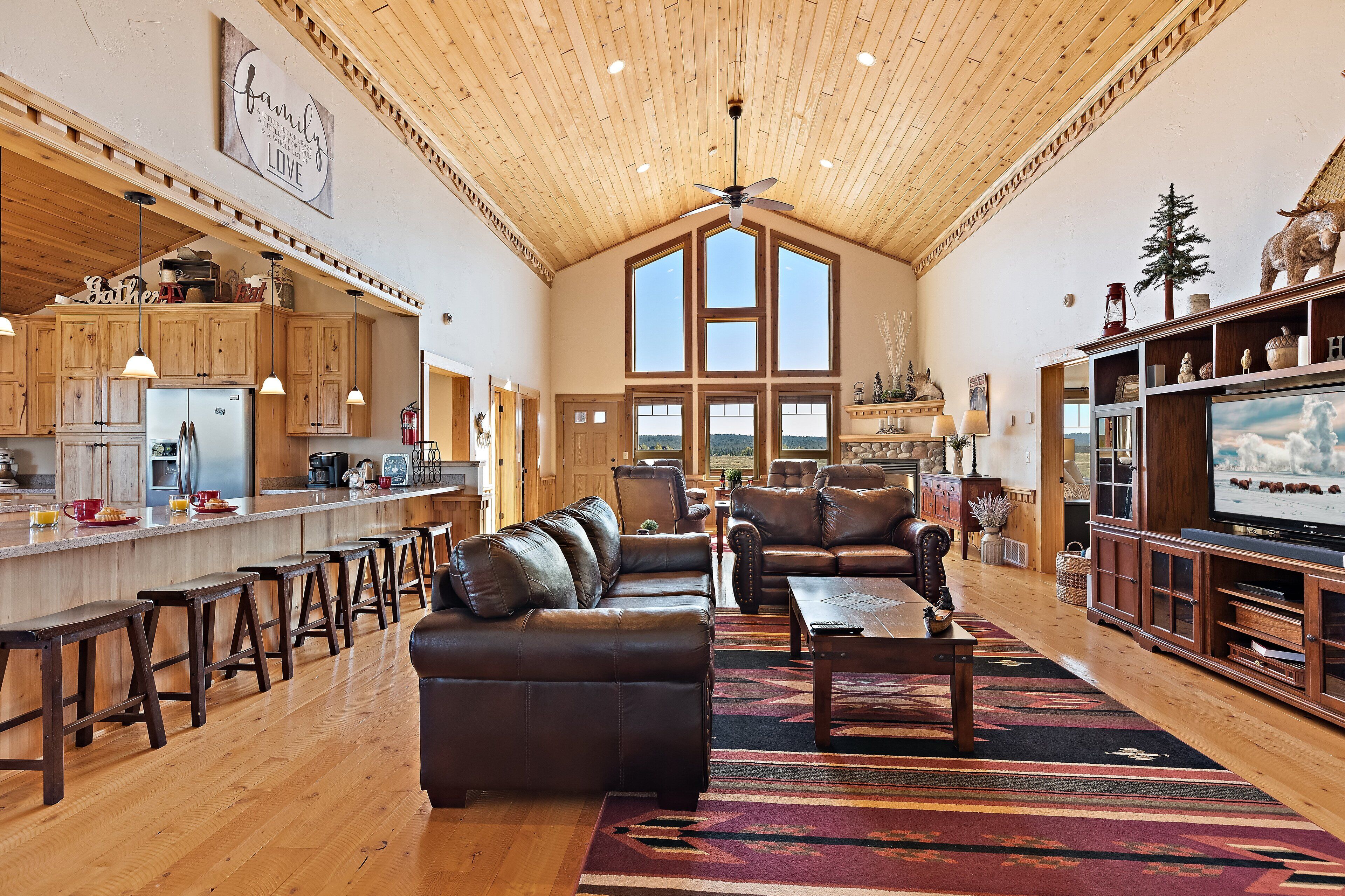 TV, fireplace, video-game console