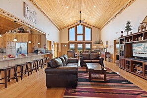 Télévision, cheminée, console de jeux vidéo