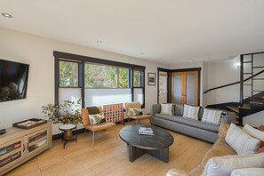 TV - New Skyfall Haus | Steps from Main St in Breck, Views, Hot Tub! (Breckenridge)