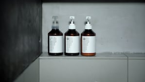 Three bottles of Le&Bea Botanicals on a shelf. - Nozomu House02 (Kyoto)