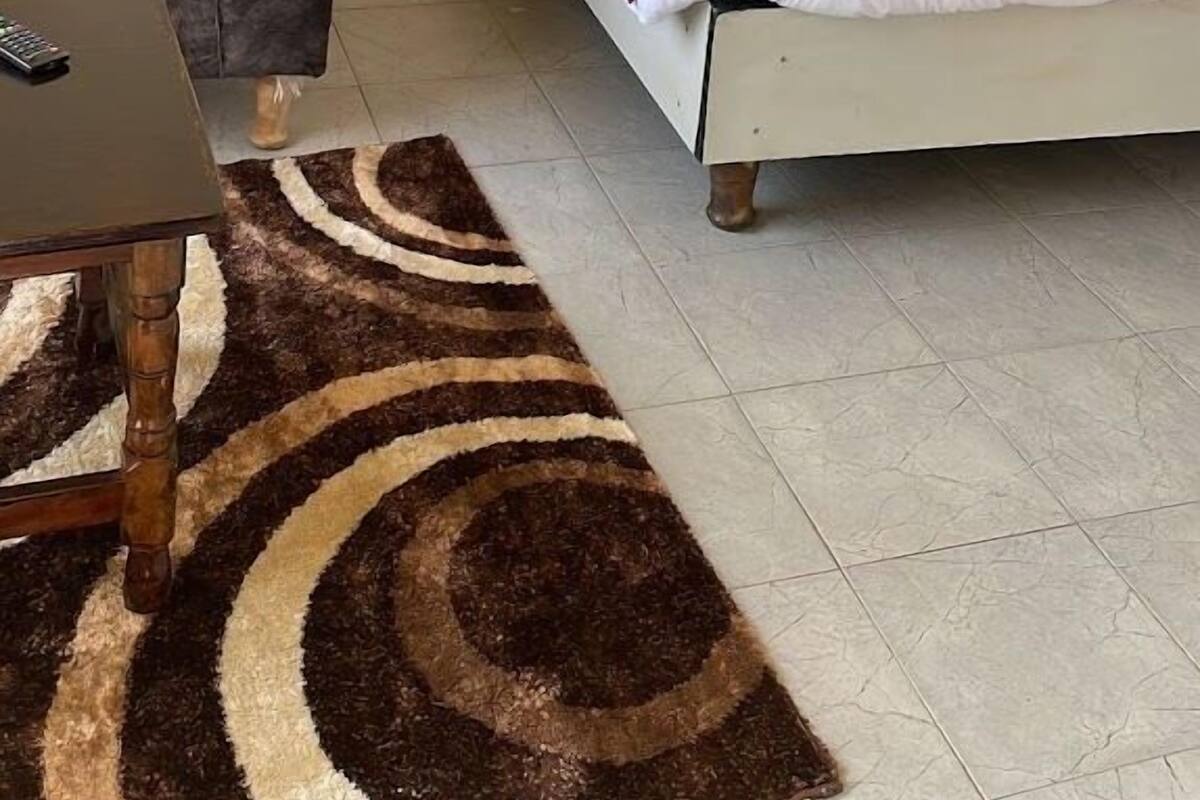 Une chambre d’hôtel avec un lit, un canapé, un tapis et un tableau au mur.