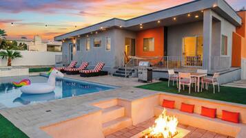 Piscine extérieure, piscine chauffée