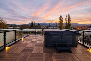 Terrace/patio - Luxe Downtown Penthouse • Panoramic Hot Tub Views (Whitefish)