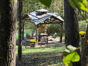 Outdoor dining - Secluded Rustic-Chic Cabin/3BR/2BA/Hocking HIlls (Marion Township)