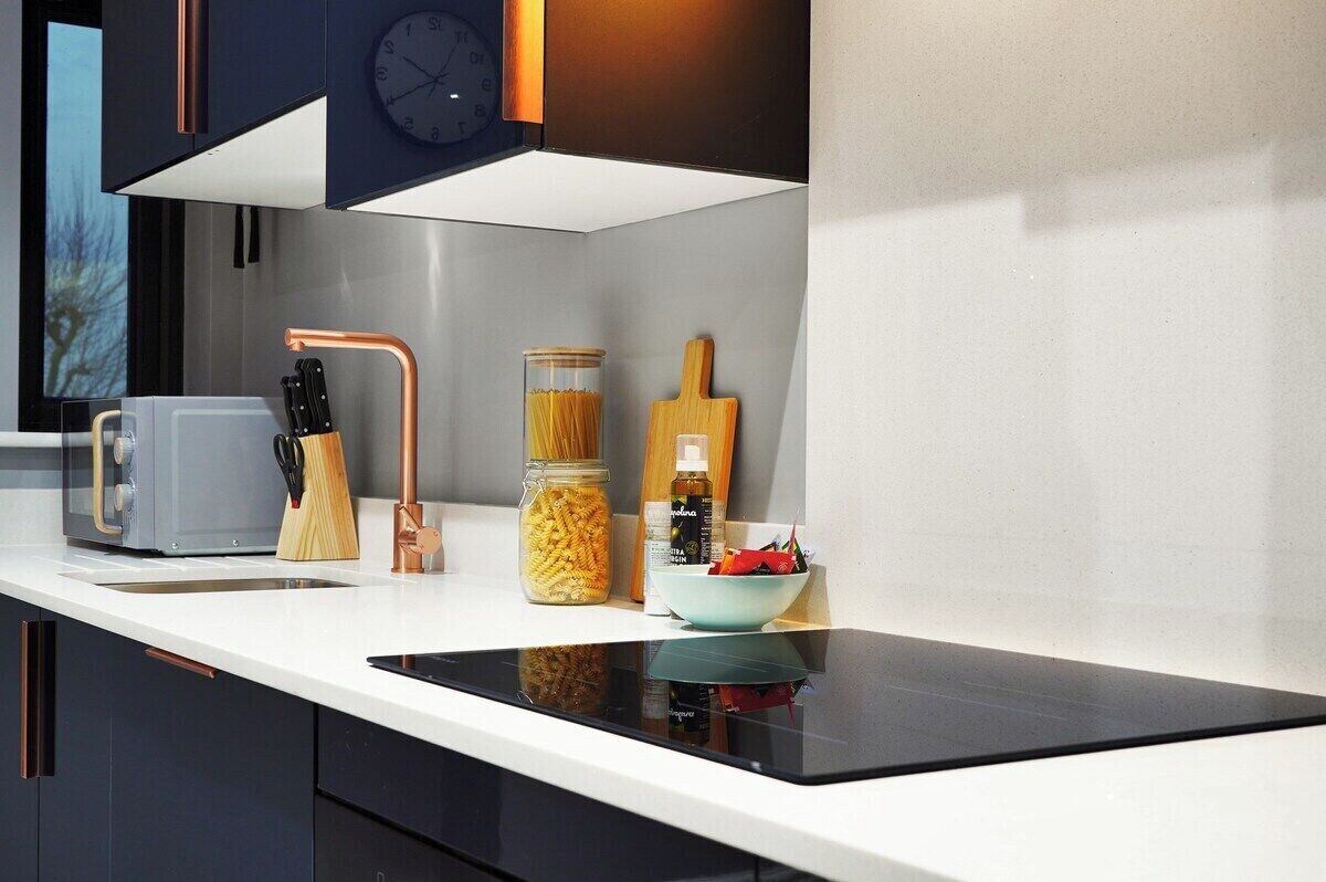 Fridge, microwave, dishwasher, toaster