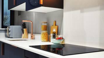 Fridge, microwave, dishwasher, toaster