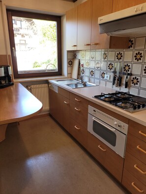 Fridge, microwave, stovetop, dishwasher