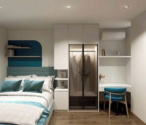 Työpöytä, kannettavalle tietokoneelle sopiva työtila, ilmainen Wi-Fi