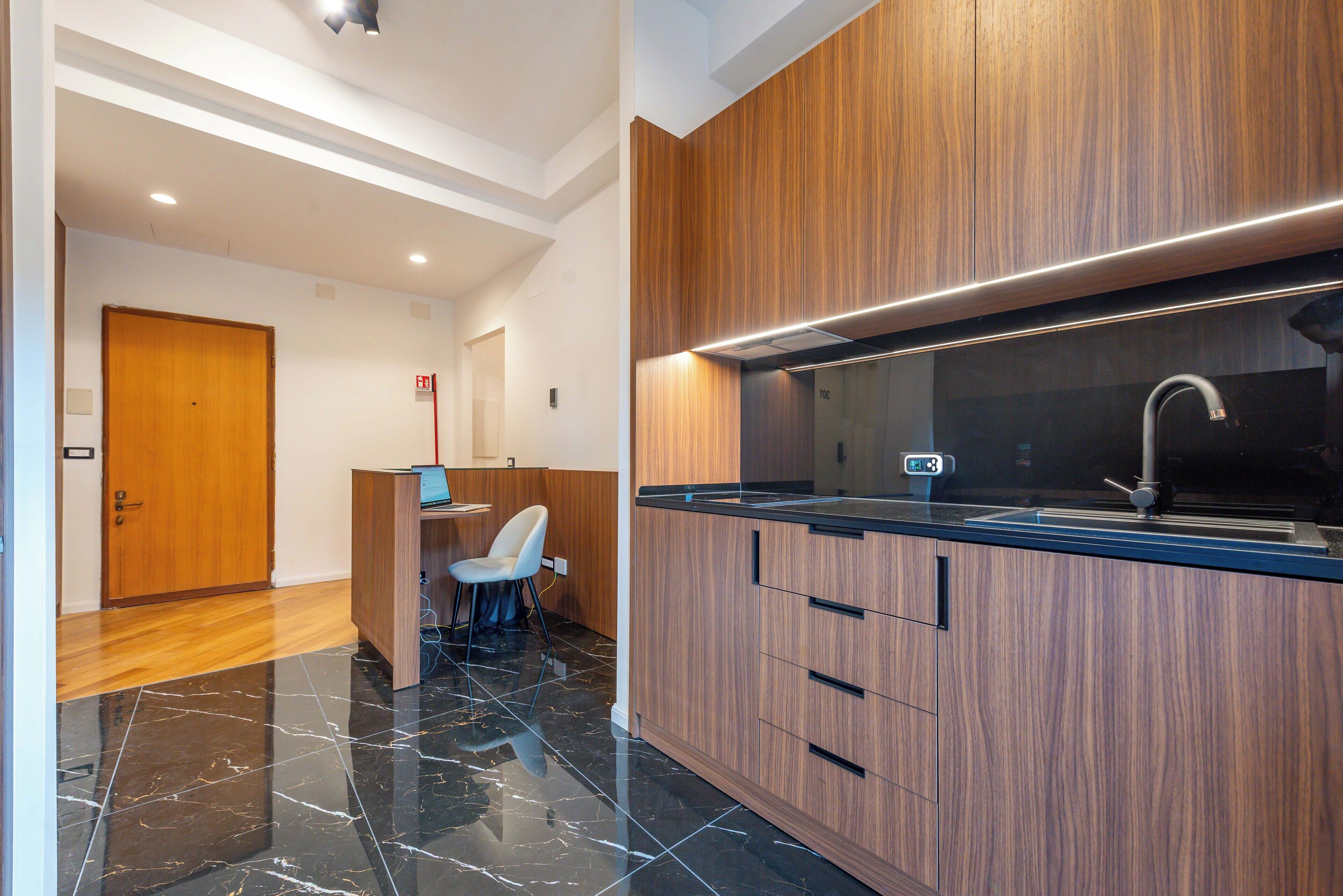 Microwave, espresso maker, electric kettle