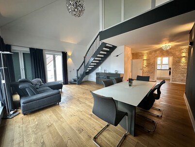 Apartment in A Hotel 'Penthouse Gersthofen' with Mountain View, Private Terrace and Wi-Fi