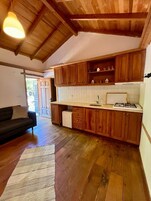 Junior Double Room, Garden View | Private kitchen | Mini-fridge, microwave, cookware/dishes/utensils