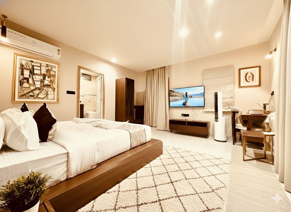 Quarto casal luxo, sacada, vista para a colina | Wi-Fi de cortesia