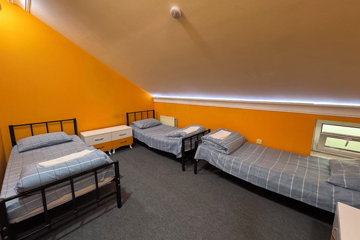 Quarto triplo econômico, 3 camas de solteiro | Ferros/tábuas de passar roupa, Wi-Fi de cortesia, roupa de cama