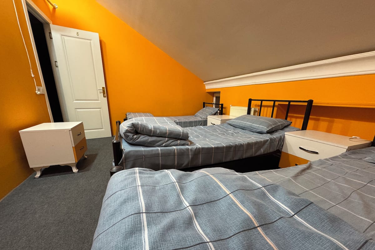 Quarto triplo básico, 3 camas de solteiro | Ferros/tábuas de passar roupa, Wi-Fi de cortesia, roupa de cama