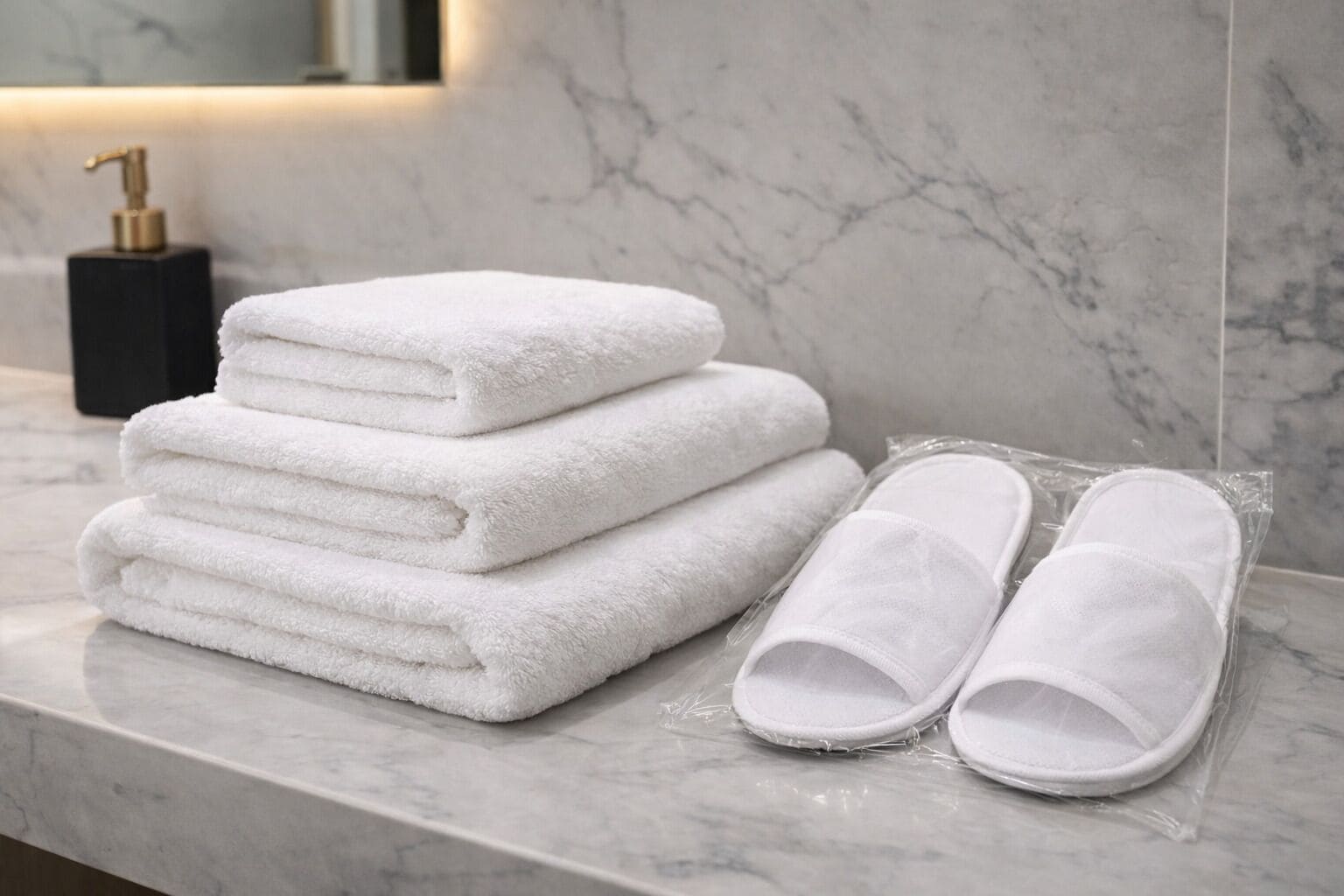 Comfort-Doppelzimmer | Badezimmerausstattung | Dusche, Haartrockner, Hausschuhe, Handtücher