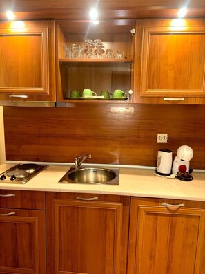 Fridge, coffee/tea maker, electric kettle, toaster - City-view apartment 300m from the Gondola lift in Bansko (Bansko)