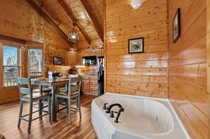 Fridge, microwave, stovetop, dishwasher - Little River Cabin | Studio Log Cabin Near Downtown Pigeon Forge (Sevierville)