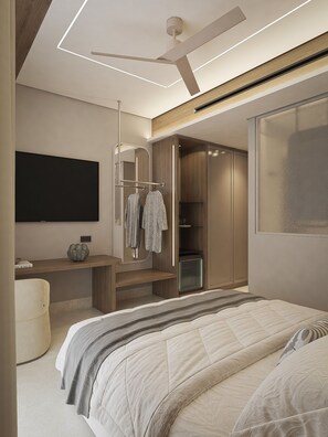 In-room safe, laptop workspace, blackout curtains, soundproofing