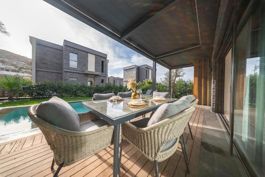 디럭스 빌라, 부분 바다 전망 | 야외 식당