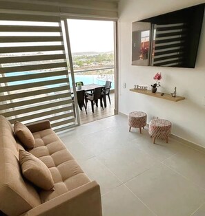 Apartment, Lagoon View | Living area - Baia Kristal Apartment Artificial Beach (Cartagena)