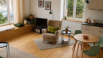 Een smart-tv en boeken