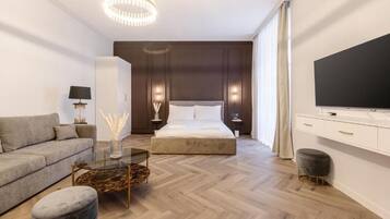 Apartamento superior, 1 cama de matrimonio con sofá cama | Zona de estar