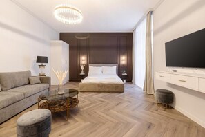 Apartamento superior, 1 cama de matrimonio con sofá cama | Zona de estar