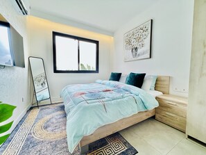 1 slaapkamer, een strijkplank/strijkijzer, wifi, beddengoed