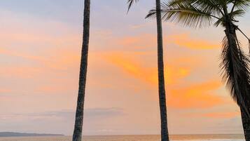 Beach nearby, sun loungers, beach umbrellas, beach volleyball